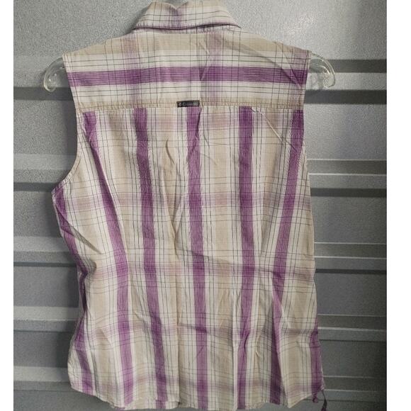 Columbia Womens Top Shirt Button Front Sleeveless Purple Large - Picture 3 of 4